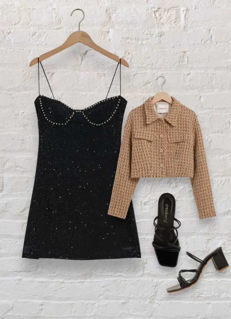 college fest outfit, party wear outfit, mini black dress